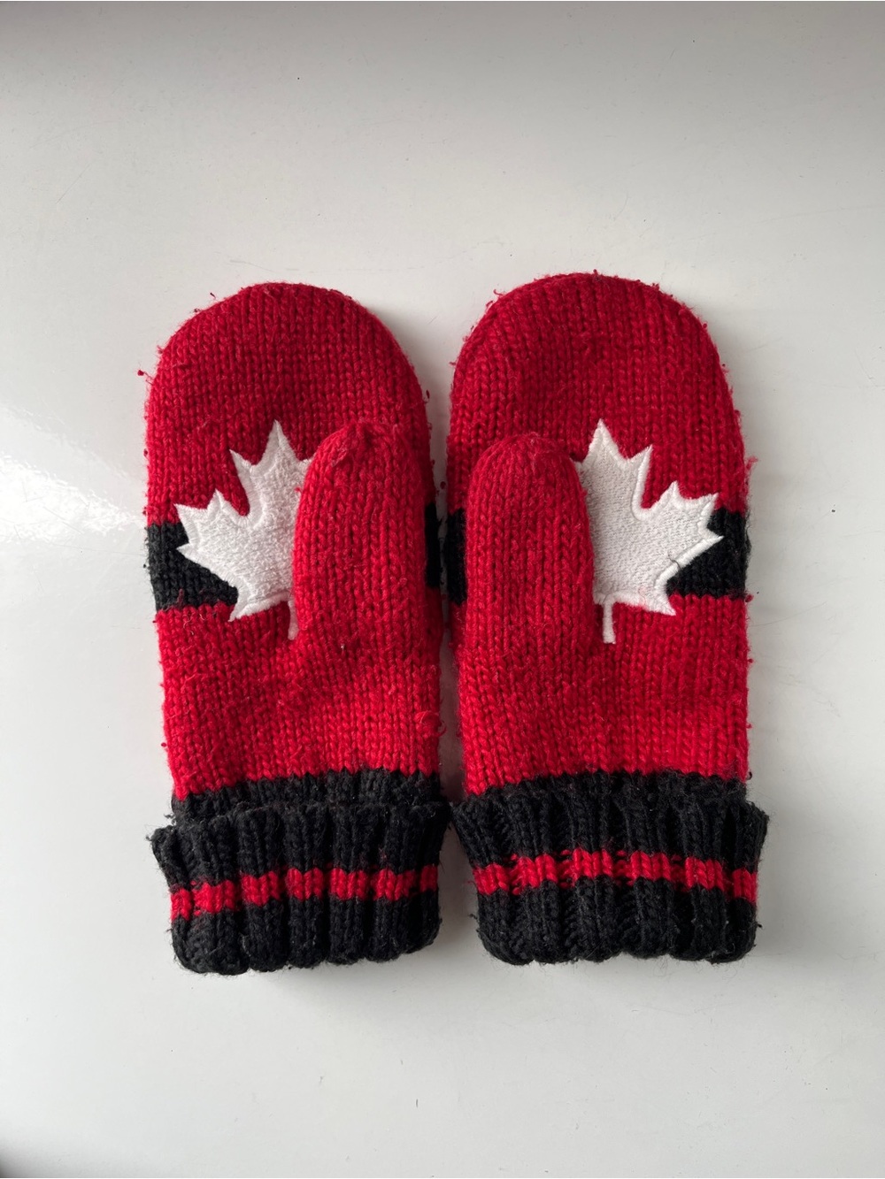 Free add-on Canada Red & Black Mittens with White Maple Leaf